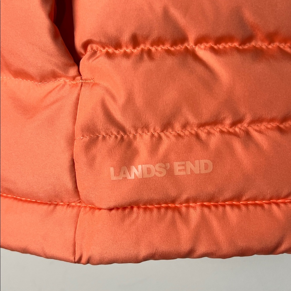 Lands' End Vibrant Orange/Peach Puffer Down Vest 2X 20W-22W woman’s - Picture 8 of 8